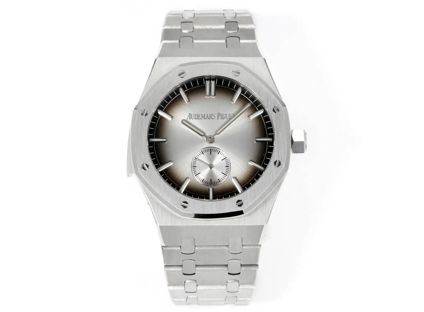 Audemars Piguet Royal Oak Series Men's watch - Silver Stainless Steel Dial with Gradient Grey.