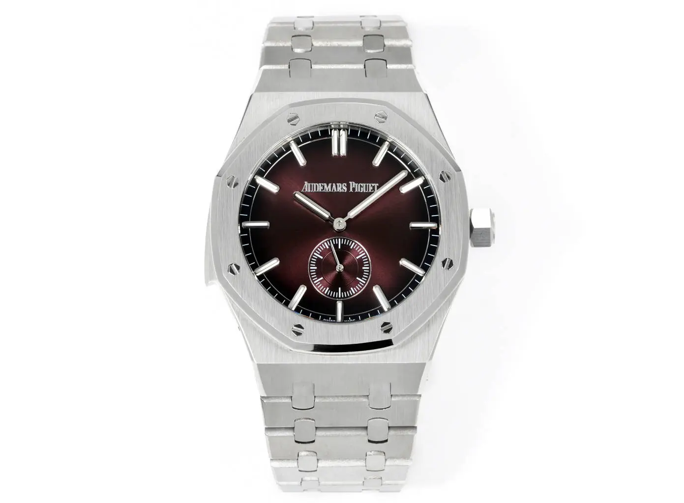 Audemars Piguet Royal Oak Series Men's Watch ?C Stainless Steel with Burgundy Dial