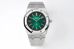 Audemars Piguet Royal Oak Stainless Steel Watch 15202 with Green Dial & Petite Tapisserie Pattern