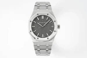 Audemars Piguet Royal Oak Stainless Steel Watch with Grey Dial, Bracelet and 15500V2 Edition.