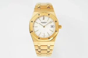 Audemars Piguet Royal Oak Gold Watch with Petite Tapisserie Dial