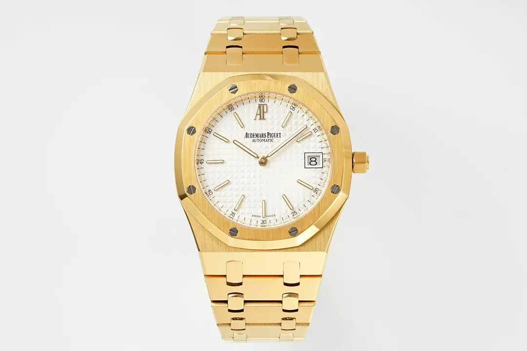 Audemars Piguet Royal Oak Gold Watch with Petite Tapisserie Dial