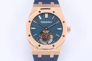 Audemars Piguet Royal Oak ultra-thin Tourbillon, Rose Gold Case, Blue Dial and Rubber Strap