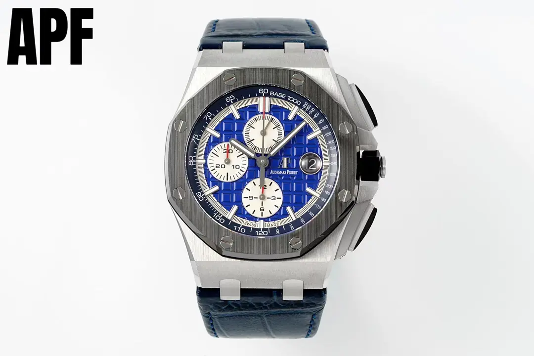Audemars Piguet Royal Oak Offshore Series 26470 42mm Blue Dial Stainless steel Watch with Blue Leather Strap