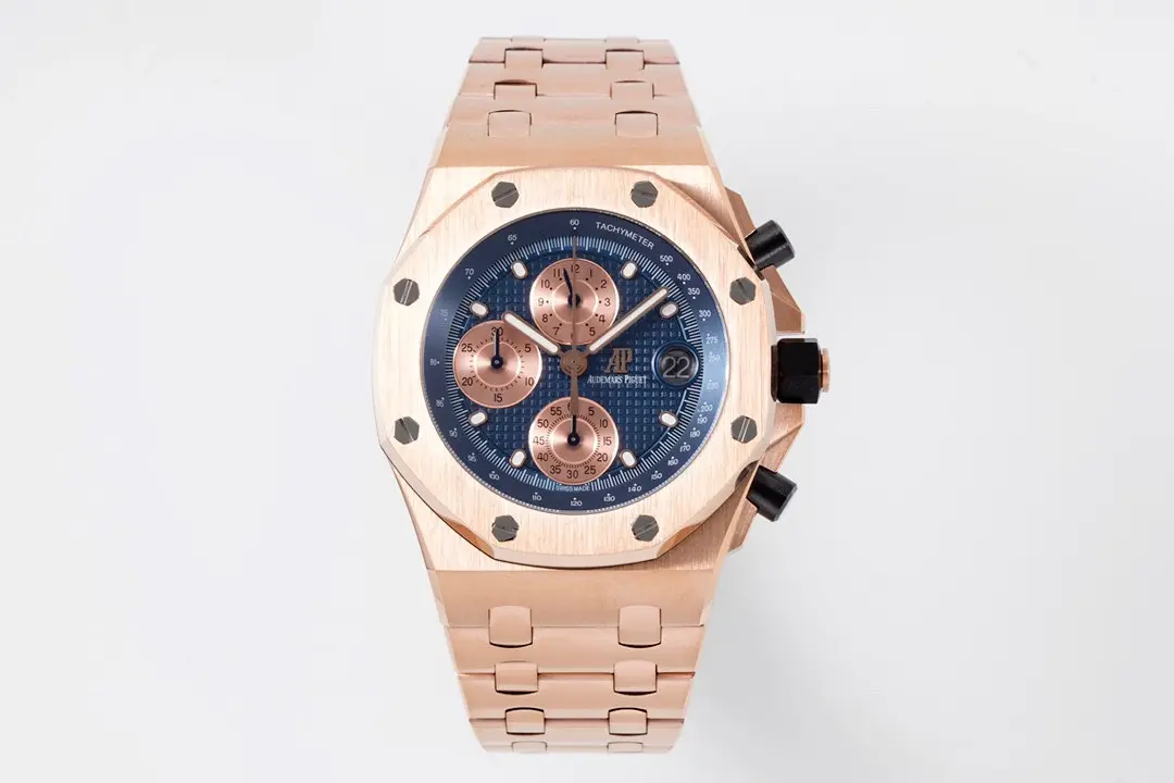Audemars Piguet Royal Oak Offshore Rose Gold Steel Bracelet Watch With Blue Dial And 4404 Chronograph Motion