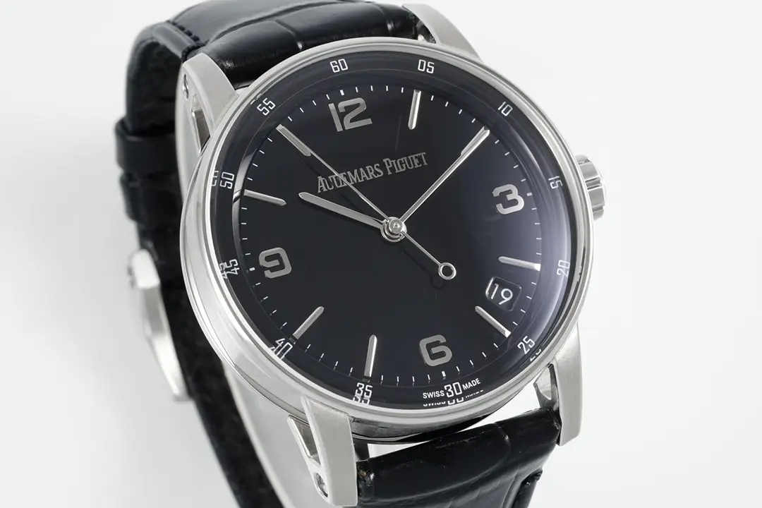 Audemars Piguet Code 11.59 Three-Hand Automatic Watch - 41mm Stainless steel Case with Black Leather Strap - Image 3