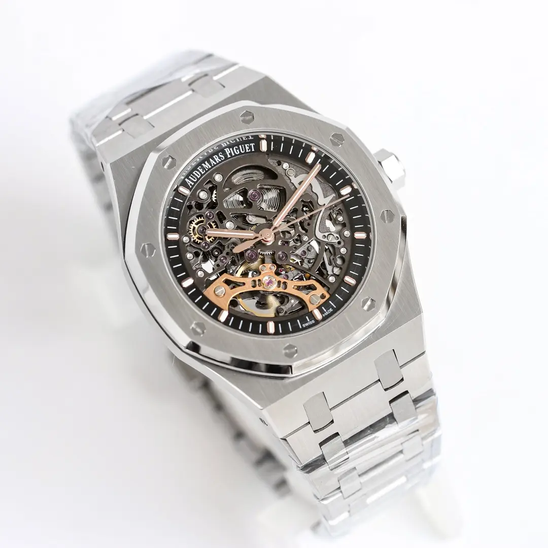Audemars Piguet Royal Oak Offshore Men's Mechanical Watch 15407ST.OO.1220ST.01 - Silver with Rose Gold accents, Skeleton dial, 41mm - Image 3