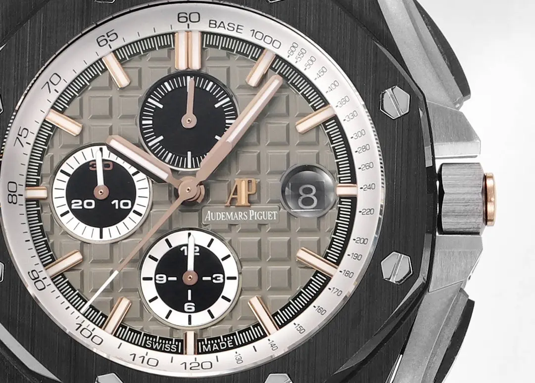 Audemars Piguet Royal Oak Offshore Chronograph in Rose Gold and Black with Grey Dial on Rubber Strap - Image 3