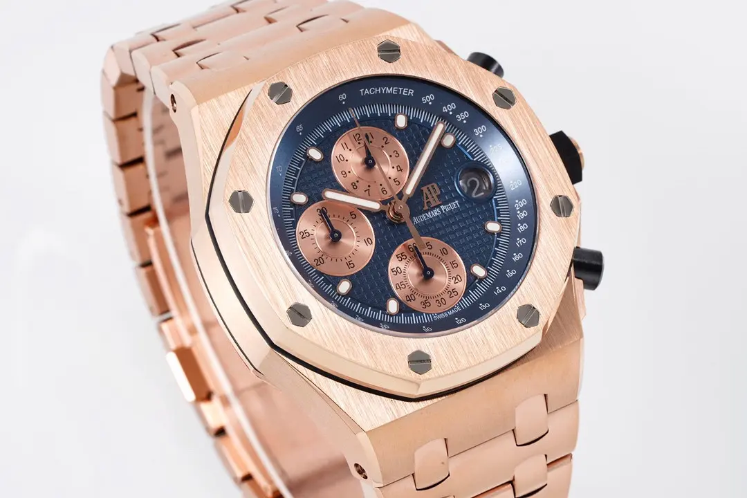 Audemars Piguet Royal Oak Offshore Rose Gold Steel Bracelet Watch With Blue Dial And 4404 Chronograph Motion - Image 3