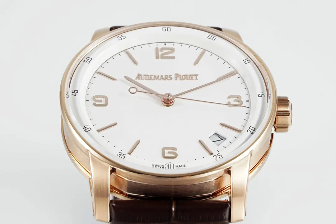 Audemars Piguet CODE 1159 Rose Gold Case with Brown Leather Strap - Blue Dial Three Hand Automatic Watch - Image 3