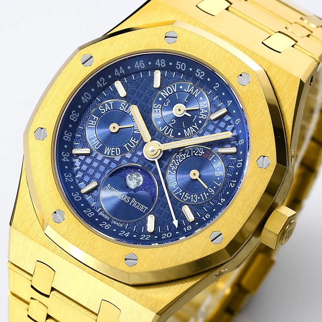 Audemars Piguet Royal Oak Perpetual Calendar Watch, Blue Dial with Gold Case and Bracelet (Ref. 26574ST.OO.1220ST.03 - Image 4