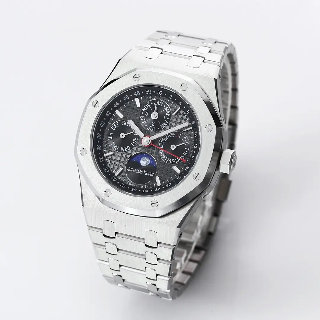 Audemars Piguet Royal Oak Perpetual Calender Watch - Blue Dial with Stainless Steel Case, Bracelet and Band, Ref. 26574ST.OO.1220ST.03 - Image 4