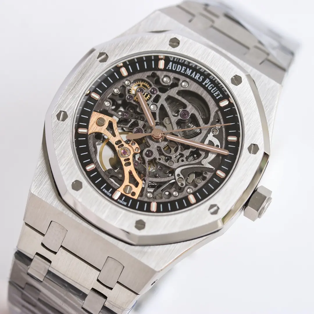 Audemars Piguet Royal Oak Offshore Men's Mechanical Watch 15407ST.OO.1220ST.01 - Silver with Rose Gold accents, Skeleton dial, 41mm - Image 4