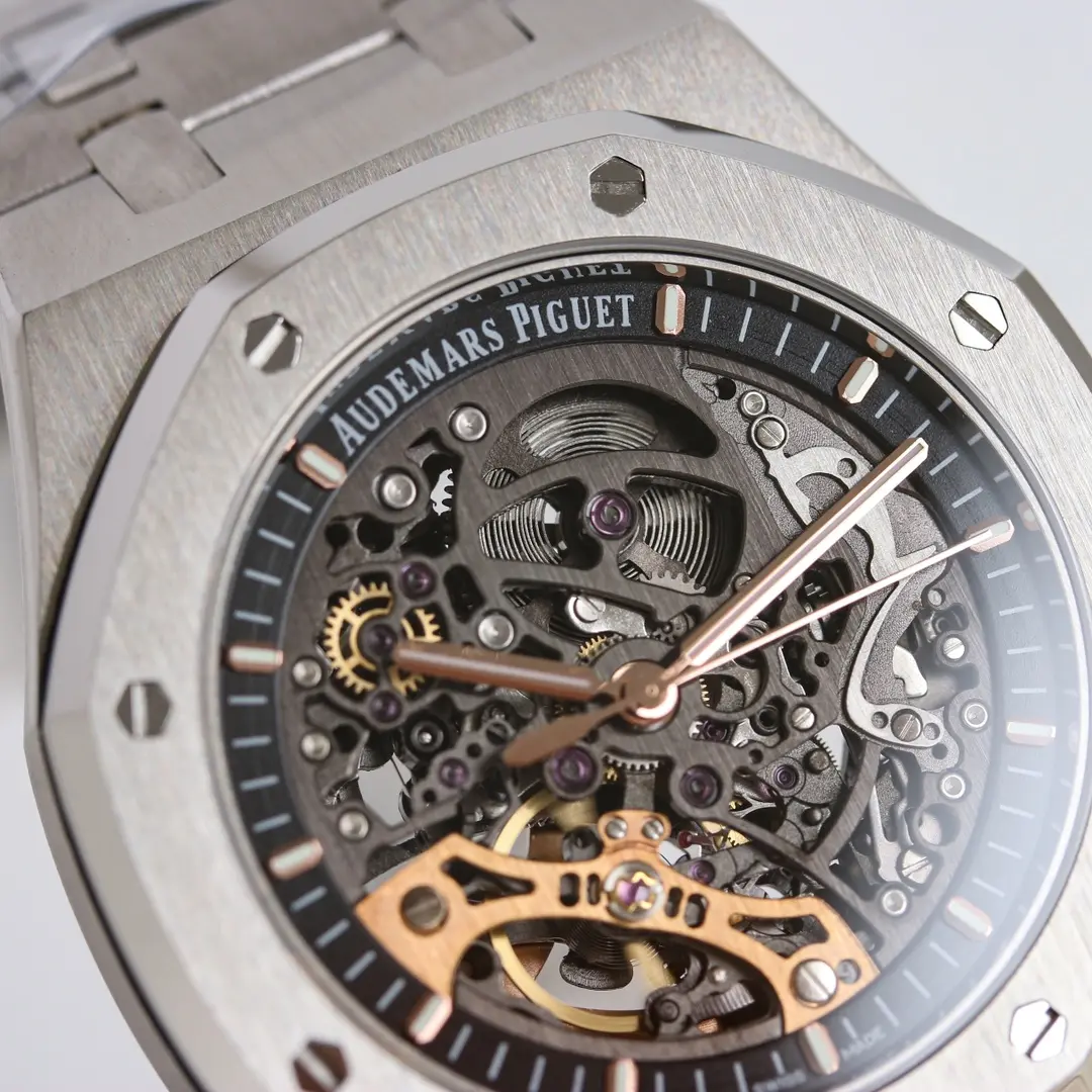 Audemars Piguet Royal Oak Offshore Men's Mechanical Watch 15407ST.OO.1220ST.01 - Silver with Rose Gold accents, Skeleton dial, 41mm - Image 5