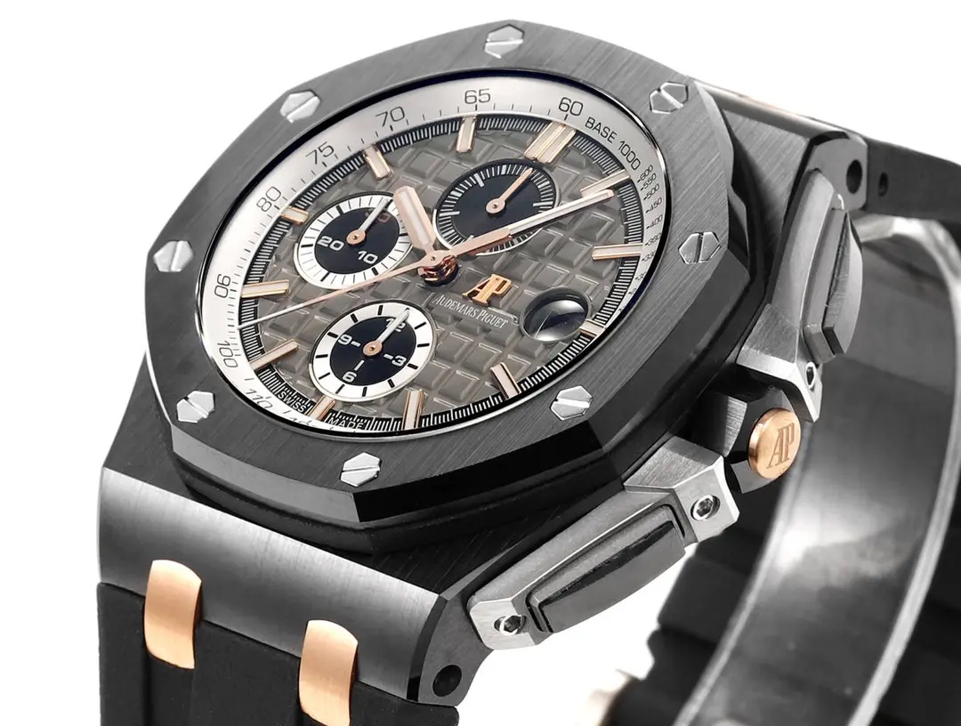Audemars Piguet Royal Oak Offshore Chronograph in Rose Gold and Black with Grey Dial on Rubber Strap - Image 5
