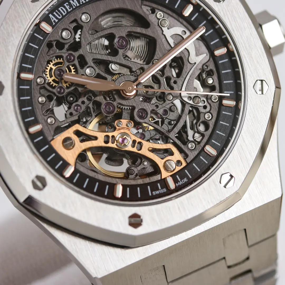 Audemars Piguet Royal Oak Offshore Men's Mechanical Watch 15407ST.OO.1220ST.01 - Silver with Rose Gold accents, Skeleton dial, 41mm - Image 6