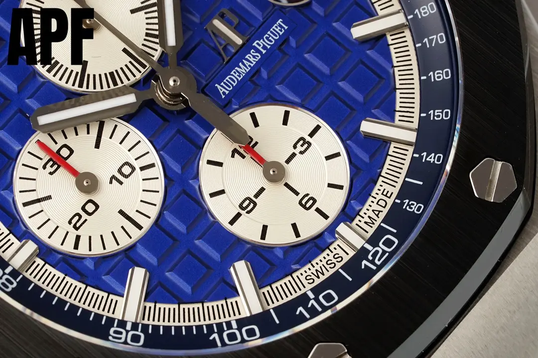 Audemars Piguet Royal Oak Offshore Series 26470 42mm Blue Dial Stainless steel Watch with Blue Leather Strap - Image 6