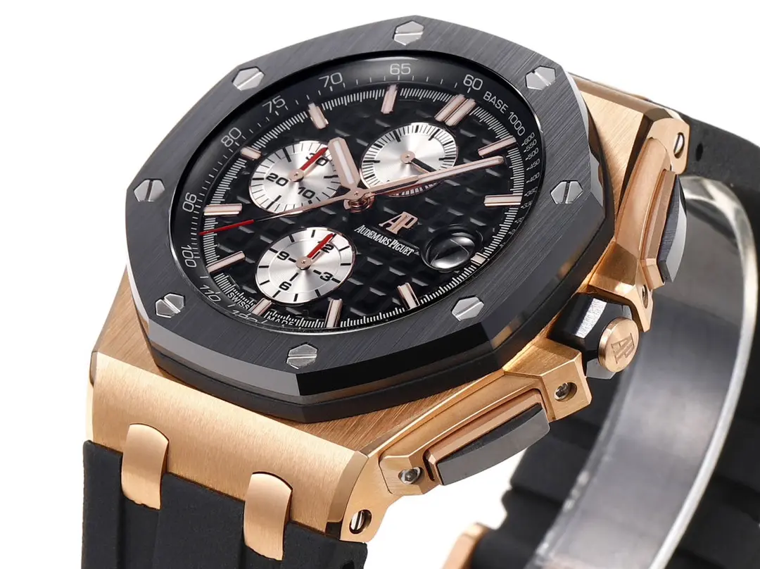 Audemars Piguet Royal Oak Black Ceramic Chronograph Rose Gold Watch - Image 6