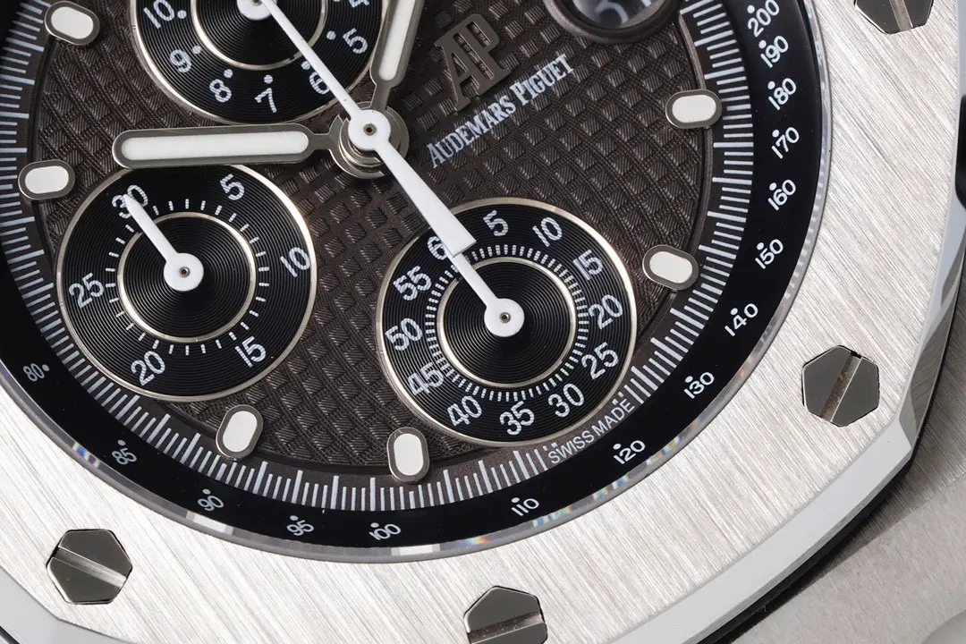 Audemars Piguet Royal Oak Offshore Stainless Steel Bracelet Watch Black Dial with 4404 Chronograph Motion - Image 6