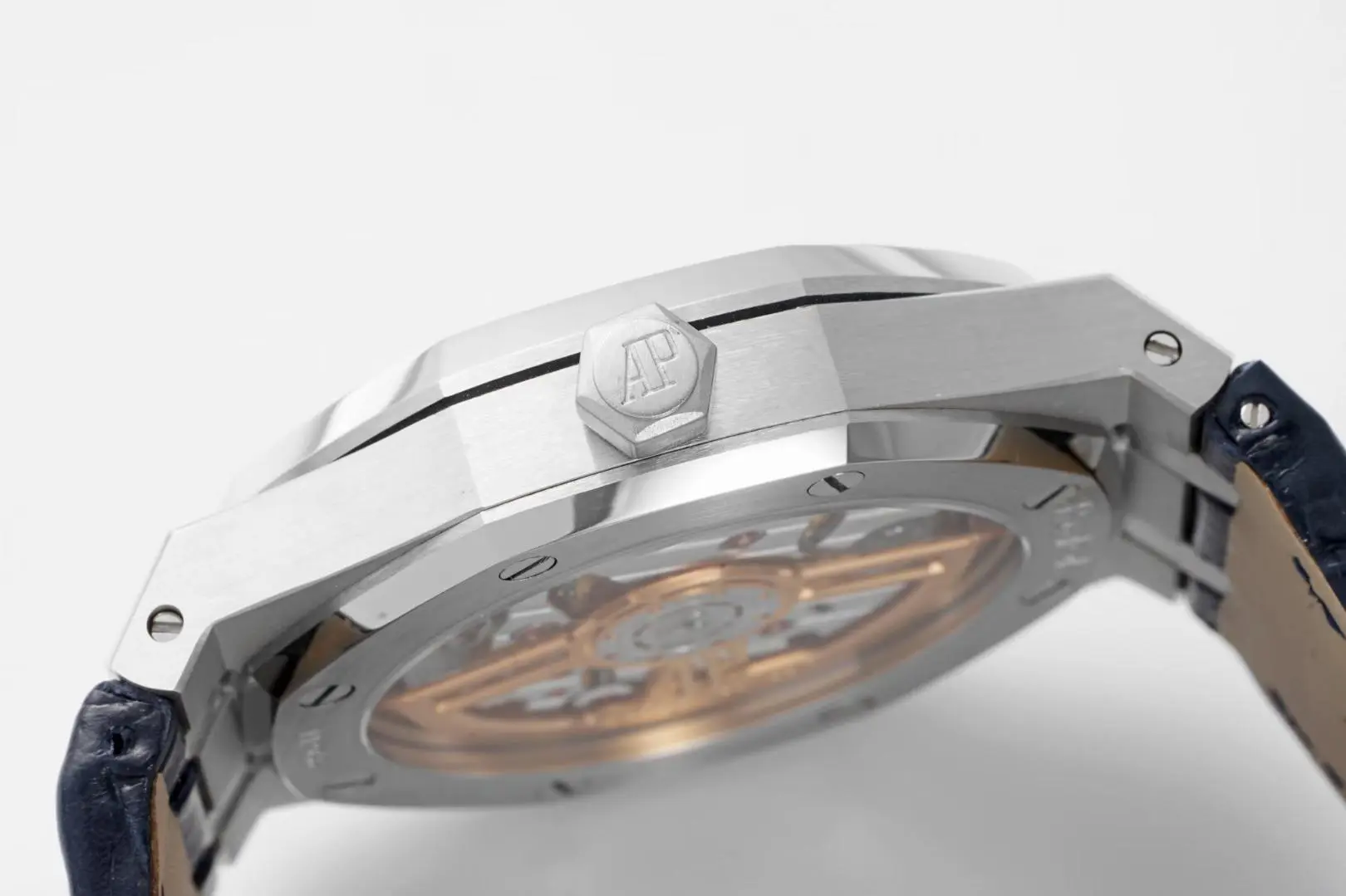 Audemars Piguet Royal Oak Stainless Steel Watch 15500 with Black Leather Strap - Image 7