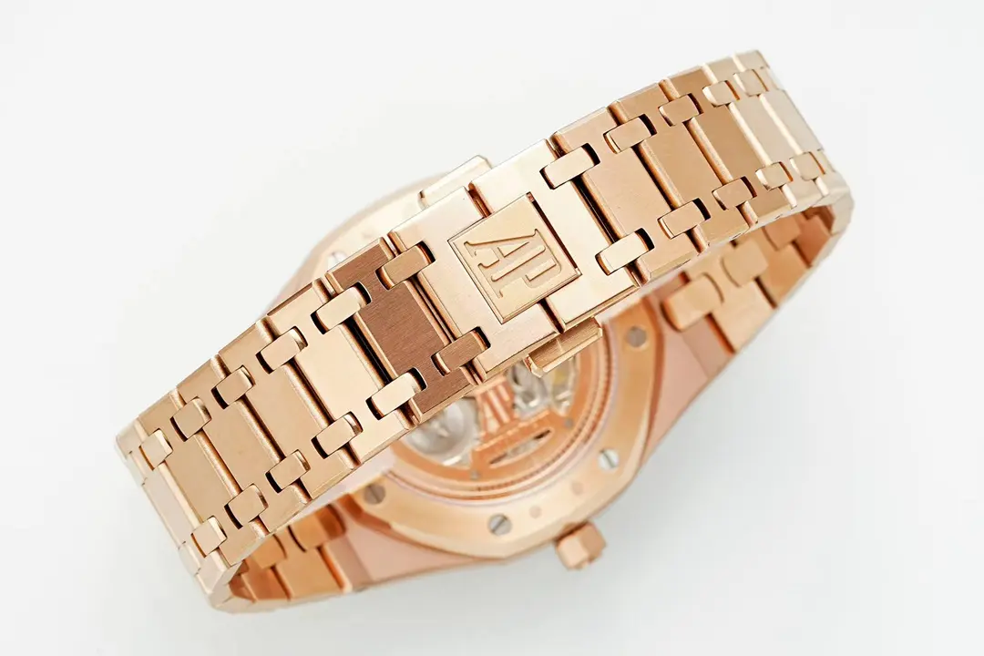 Audemars Piguet Royal Oak Watch 15202 Rose Gold with White Dial & Petite Tapisserie Pattern - Image 7