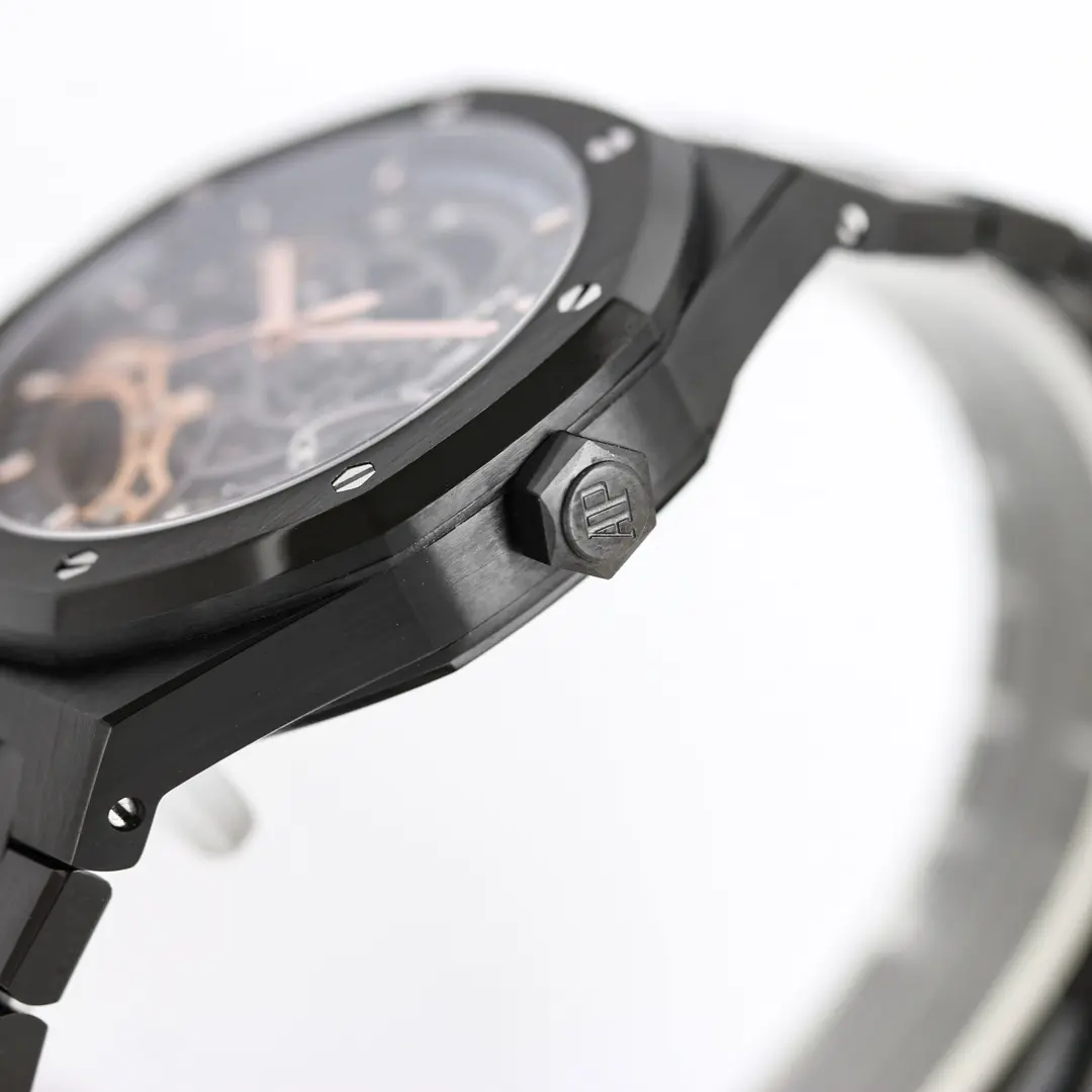 Audemars Piguet Royal Oak Black Ceramic Men's Mechanical Watch, 15407ST.OO.1220ST.01, 41mm, Skeleton dial with Rose Gold Markers and Calibre 3132 Movement - Image 7