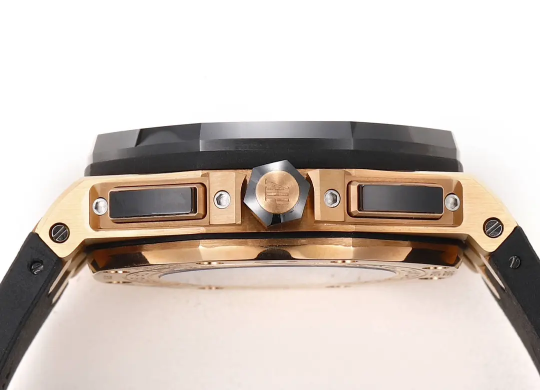 Audemars Piguet Royal Oak Offshore Chronograph Watch in Rose Gold with Black Rubber Strap and Grey Dial - Image 7