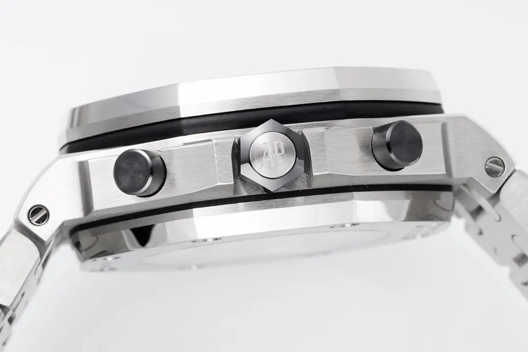 Audemars Piguet Royal Oak Offshore Stainless Steel Bracelet Watch Black Dial with 4404 Chronograph Motion - Image 7