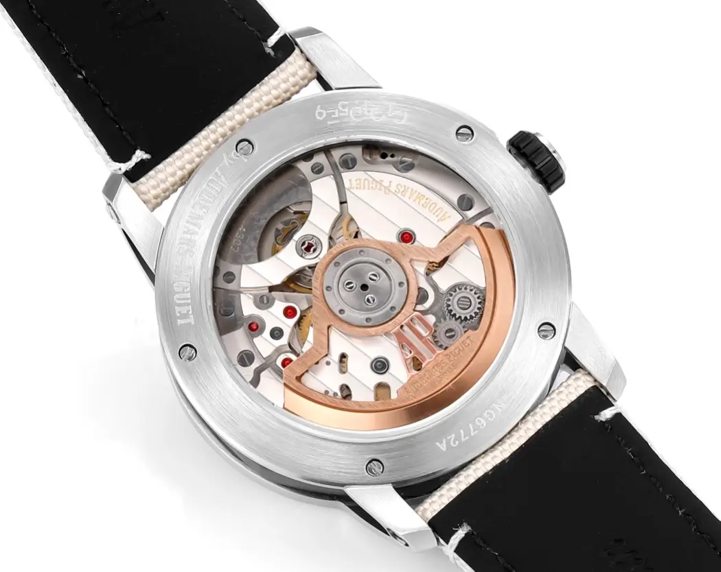 Audemars Piguet CODE 1159 Stainless Steel Watch with Smoked Dial, Beige Fabric Strap and 41mm - Image 6