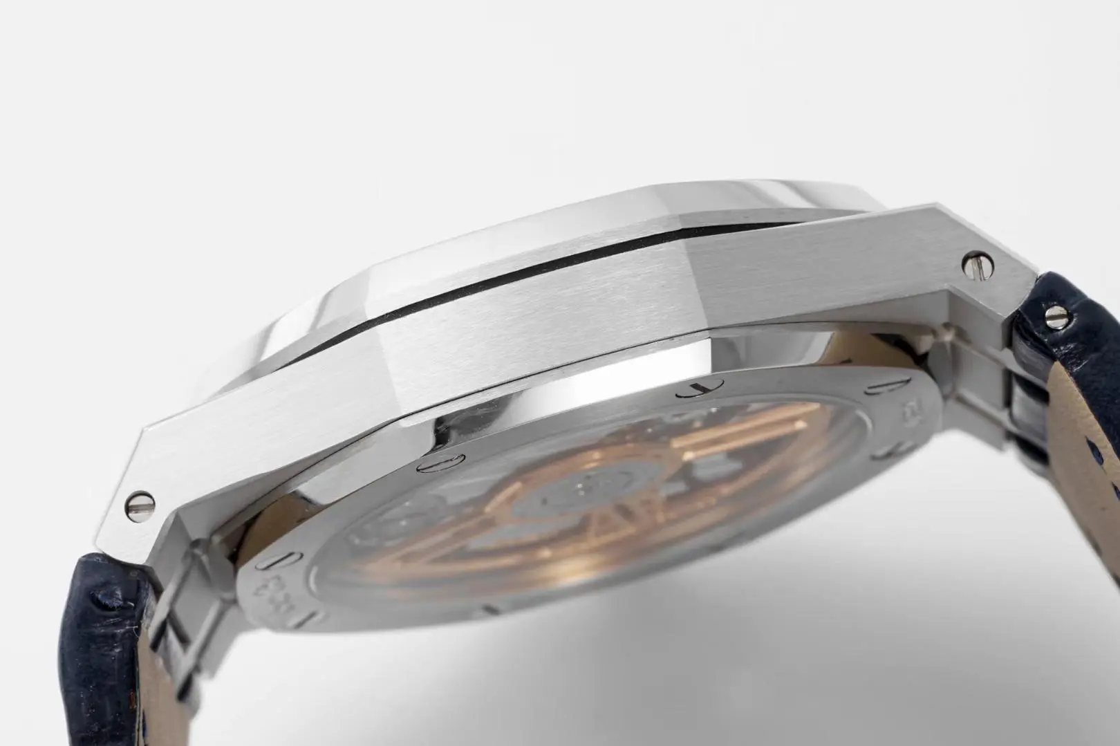 Audemars Piguet Royal Oak Stainless Steel Watch 15500 with Blue Dial on Leather Strap - Image 8