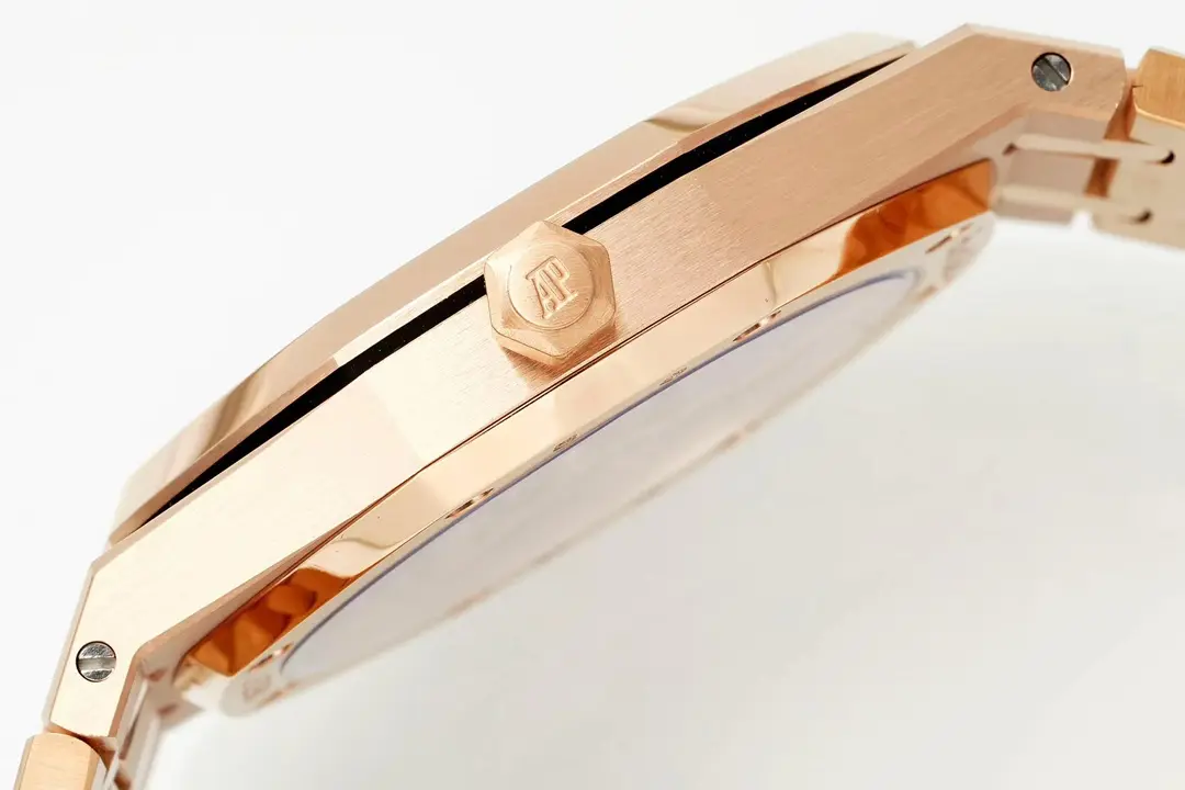 Audemars Piguet Royal Oak Watch 15202 Rose Gold with White Dial & Petite Tapisserie Pattern - Image 8