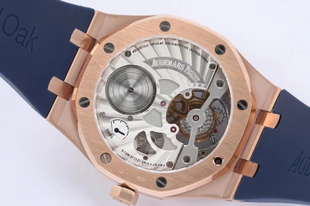 Audemars Piguet Royal Oak ultra-thin Tourbillon, Rose Gold Case, Blue Dial and Rubber Strap - Image 8