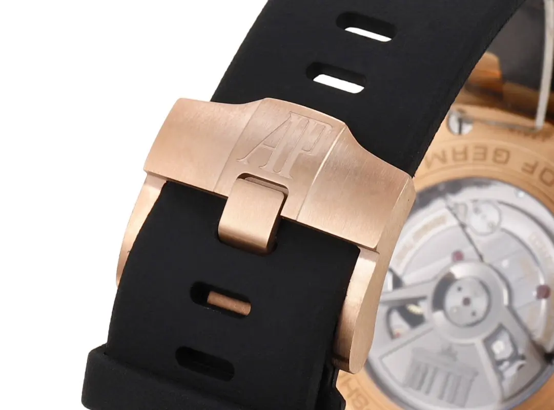 Audemars Piguet Royal Oak Offshore Chronograph Watch in Rose Gold with Black Rubber Strap and Grey Dial - Image 8