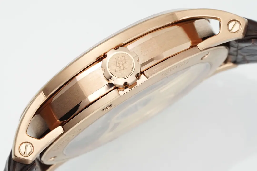 Audemars Piguet CODE 1159 Rose Gold Case with Brown Leather Strap - Blue Dial Three Hand Automatic Watch - Image 8