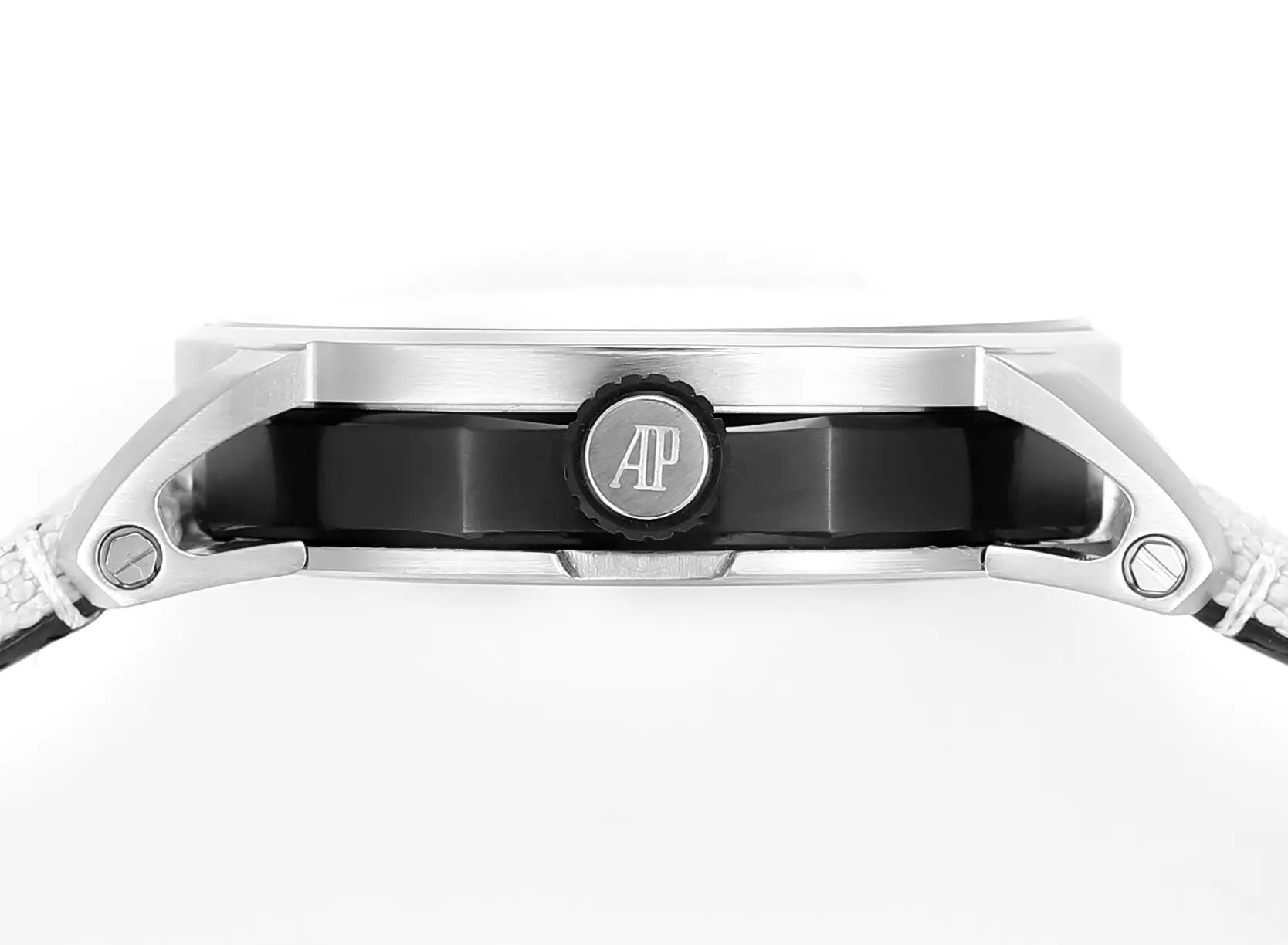 Audemars Piguet CODE 1159 Stainless Steel Watch with Smoked Dial, Beige Fabric Strap and 41mm - Image 7