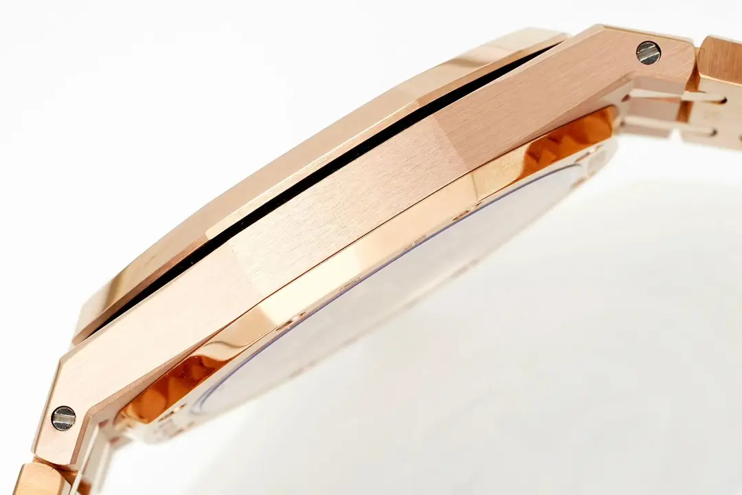 Audemars Piguet Royal Oak Watch 15202 Rose Gold with White Dial & Petite Tapisserie Pattern - Image 9