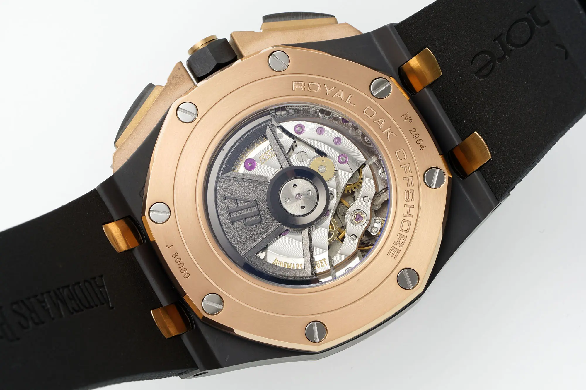 Royal Oak Offshore 26400 series watch - Black and Rose Gold ceramic - Chronograph style - Image 9