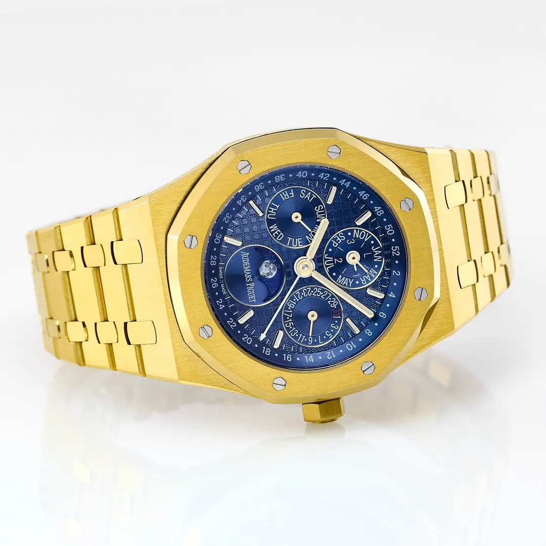 Audemars Piguet Royal Oak Perpetual Calendar Watch, Blue Dial with Gold Case and Bracelet (Ref. 26574ST.OO.1220ST.03 - Image 10