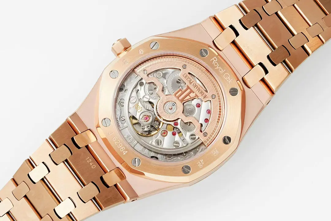 Audemars Piguet Royal Oak Watch 15202 Rose Gold with White Dial & Petite Tapisserie Pattern - Image 10