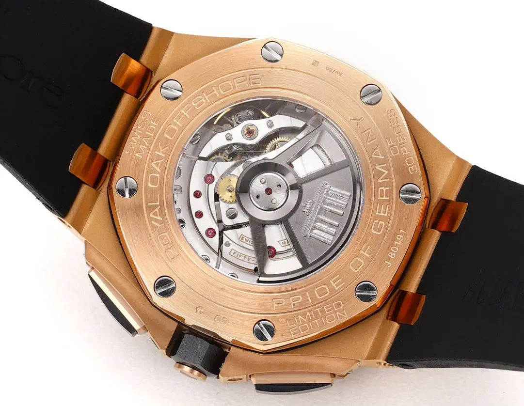 Audemars Piguet Royal Oak Offshore Chronograph Watch in Rose Gold with Black Rubber Strap and Grey Dial - Image 10